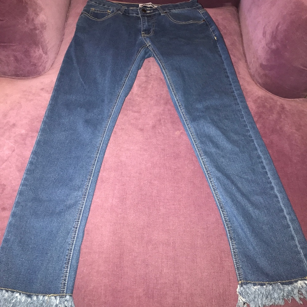 The Rocknrev Bohoo frayed skinny jeans